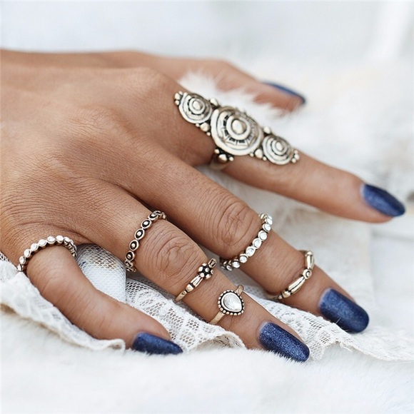 Last 1! 7 PCS Midi Ring Set - Picture 2 of 5